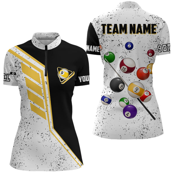 Billiard Balls 9 Ball Pool Grunge Style Custom Billiard Shirts For Women, 9 Ball Billiards Jerseys TDM2090