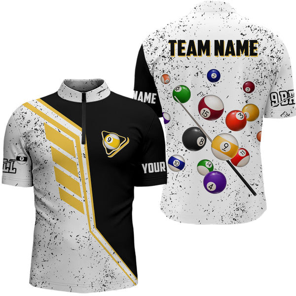 Billiard Balls 9 Ball Pool Grunge Style Custom Billiard Shirts For Men, 9 Ball Billiards Jerseys TDM2090