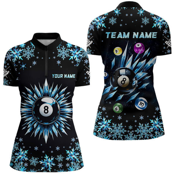 Personalized Blue Frozen 8 Ball Pool Billiard Shirts For Women Custom Billiard Balls Team Jerseys TDM1927