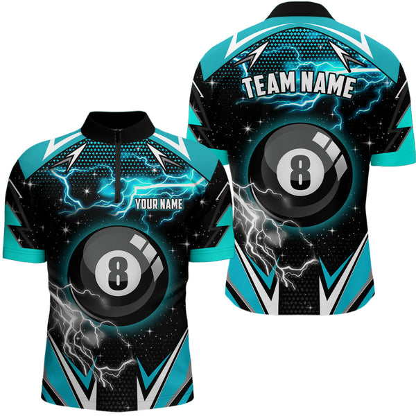 8 Ball Pool Billiard Jerseys For Men Custom Turquoise Billiard Shirts Team League Pool Jerseys TDM1933