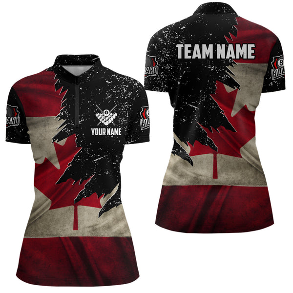 Personalized Retro Canada Flag Billiard Shirts For Women Custom Patriotic Billiard Jerseys Uniform TDM1570