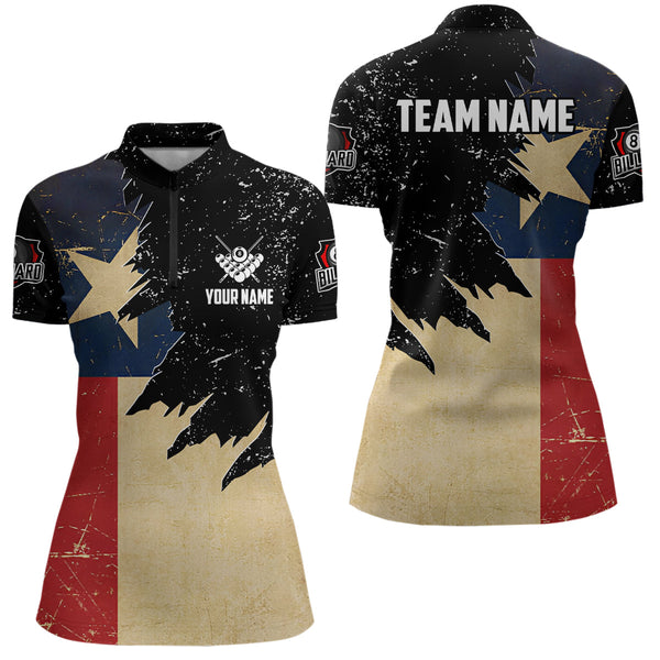 Personalized Retro Texas Flag Billiard Shirts For Women Custom Patriotic Billiard Jerseys Uniform TDM1571