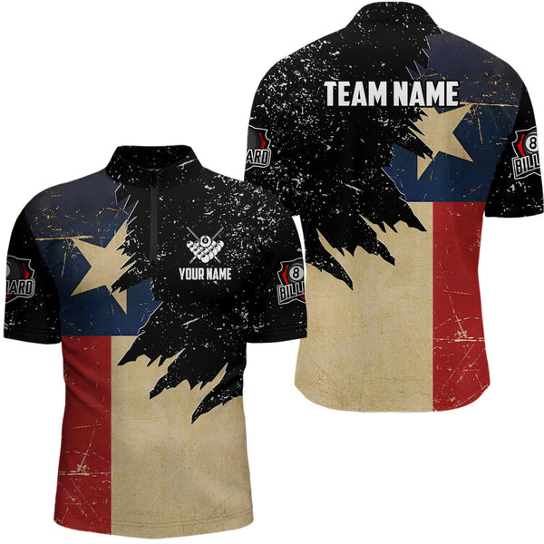 Personalized Retro Texas Flag Billiard Shirts For Men Custom Patriotic Billiard Jerseys Uniform TDM1571