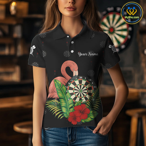 Personalized Tropical Flamingo Darts Shirt For Women Custom Funny Darts Jerseys Custom Darts Gifts TDM4345
