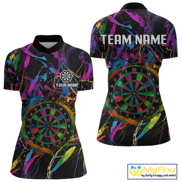 Funny Colorful Dartboard Graffiti Style Dart Shirts For Women Custom Darts Team Jerseys, Darts Gifts TDM4113