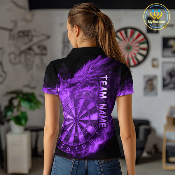 Personalized 3D Purple Dartboard Dragon Flame Dart Shirts For Women Custom Darts Team Jerseys TDM4312
