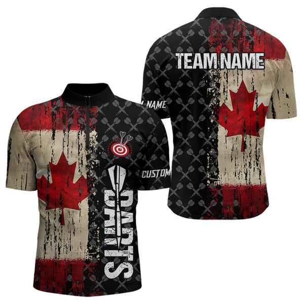 Grunge Vintage Canada Flag Custom Retro Dart Shirts For Men, Pride Team Patriotic Dart Jerseys TDM3691