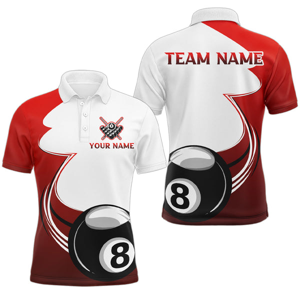 Personalized Billiard Tournament Sport Shirts, 8 Ball Pool Billiard Team Jersey For Men |Red TDM1778