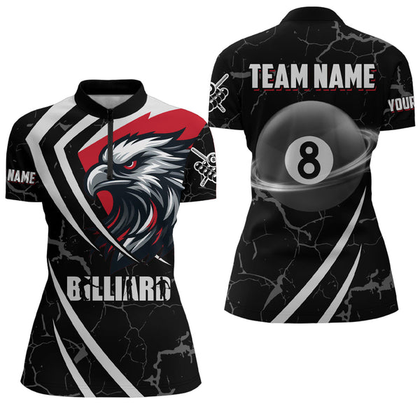 Personalized 8 Ball Pool Eagle Women Billiard Shirts Custom Red And Black Team League Billiard Jersey TDM1937