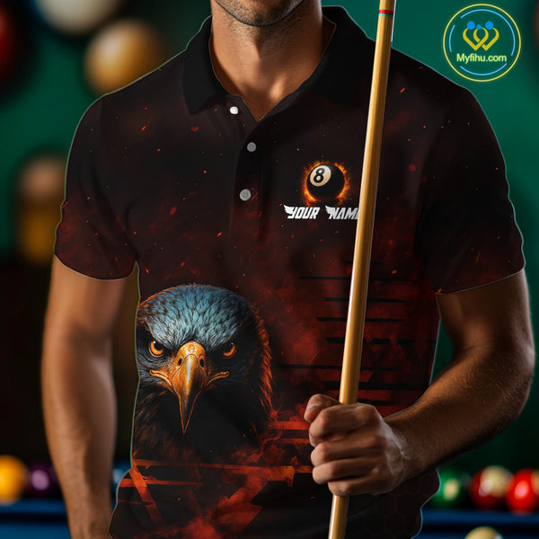 Personalized Eagle 8 Ball Fire Billiard Shirts For Men, 8 Ball Pool Team Shirts, Billiard Jerseys TDM4066