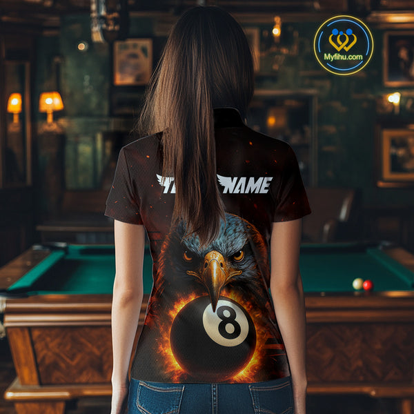 Personalized Eagle 8 Ball Fire Billiard Shirts For Women, 8 Ball Pool Team Shirts, Billiard Jerseys TDM4066