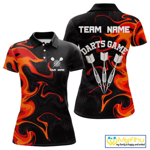 Custom Red Orange Dart Team Women Polo Shirts, Dart Jerseys NYN0082