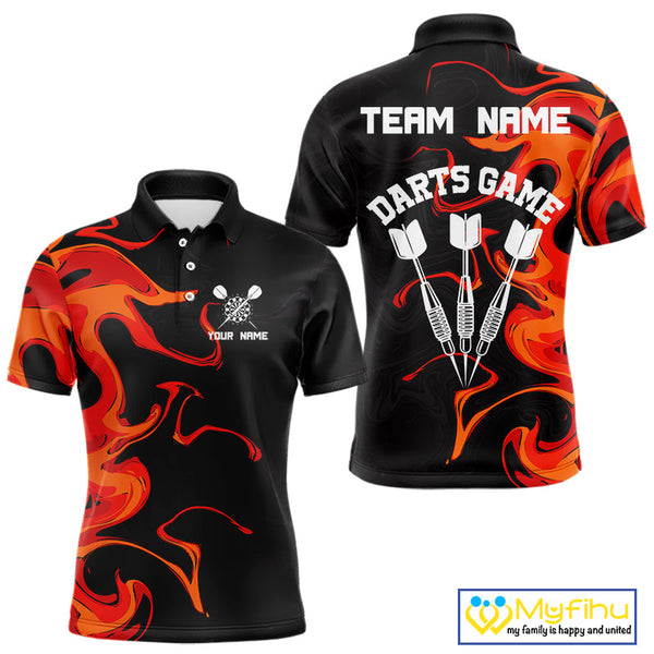 Custom Red Orange Dart Team Men Polo Shirts, Dart Jerseys NYN0082