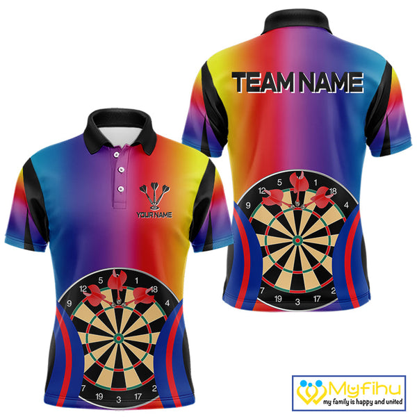Custom Colorful Dartboard Darts Team Men Polo Shirt, Dart League Shirt NYN0092