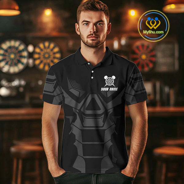 Custom Black And Blue Panther Dart Team Polo Shirt For Men, Dart League Shirt NYN0438
