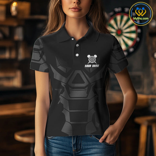 Custom Black And Blue Panther Dart Team Polo Shirt For Women, Dart League Shirt NYN0438