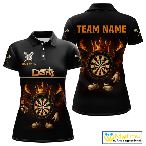 Custom Funny Dartboard Kings Darts Team Women Polo Shirts, Halloween Dart Outfit NYN0094