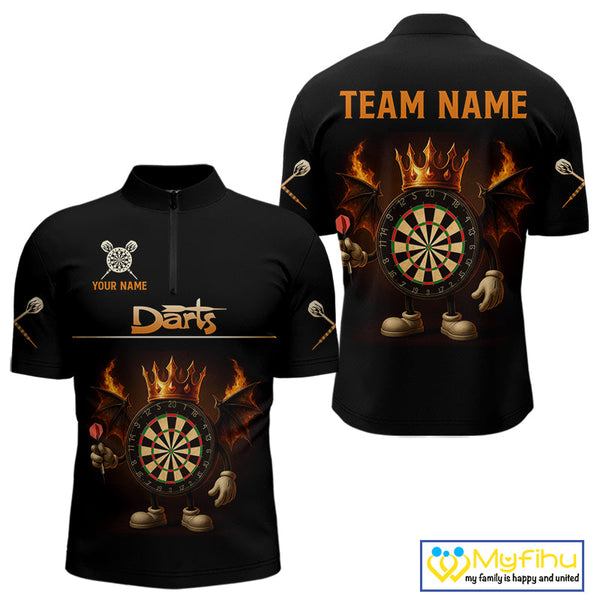 Custom Funny Dartboard Kings Darts Team Men Quarter-Zip Shirts, Halloween Dart Outfit NYN0094