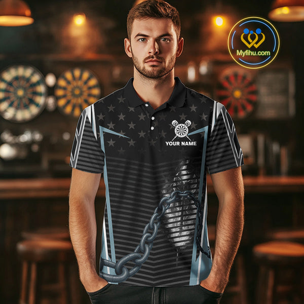 Custom US Flag Scorpion Dart Team Men Polo Shirts, Patriotic Dart Team Jerseys NYN0454