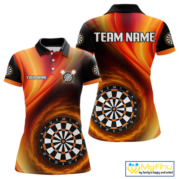 Custom Fire Flame Darts Jerseys, Dartboad Darts Team Polo Shirts For Women NYN0102