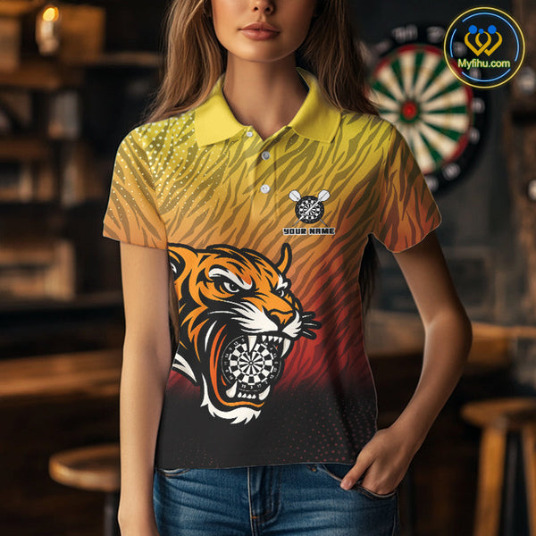 Custom Tiger Dart Team Polo Shirts For Women, Tiger Dart League Shirts NYN0106