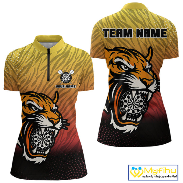 Custom Tiger Dart Team Quarter-Zip Shirts For Women, Tiger Dart League Shirts NYN0106