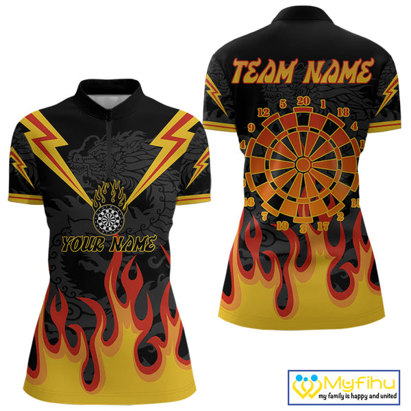 Custom Fame Dartboard Dart Quarter-Zip Shirts For Women, Dart Team Jerseys NYN0234