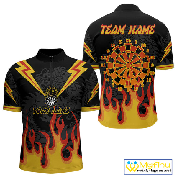 Custom Fame Dartboard Dart Quarter-Zip Shirts For Men, Dart Team Jerseys NYN0234