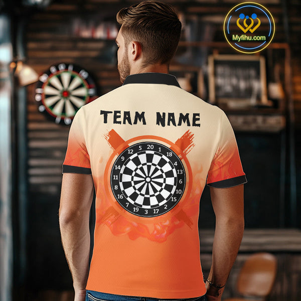 Custom Orange Skull Dart Jerseys, Halloween Dart Men Polo Shirt, Dart League Shirt NYN0257