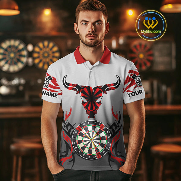 Custom Tribal Bull Dartboard Dart Polo Shirt For Men, Dart League Shirt NYN0516
