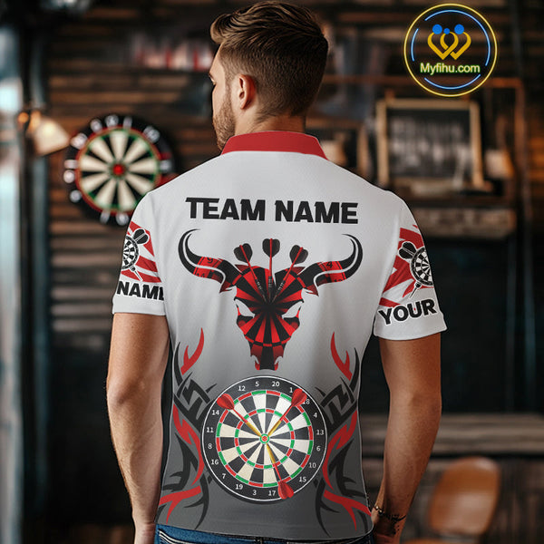 Custom Tribal Bull Dartboard Dart Polo Shirt For Men, Dart League Shirt NYN0516