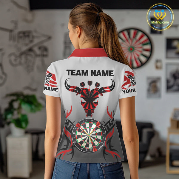 Custom Tribal Bull Dartboard Dart Polo Shirt For Women, Dart League Shirt NYN0516