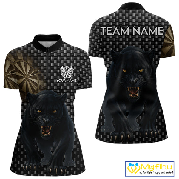 Custom Black Panther Dart Team Quarter-Zip Shirt For Women, Dart Tournament Shirt NYN0531