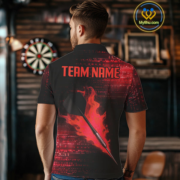 Custom Black And Red Dart Arrow Dart Team Polo Shirts For Men, Dart League Shirt NYN0310