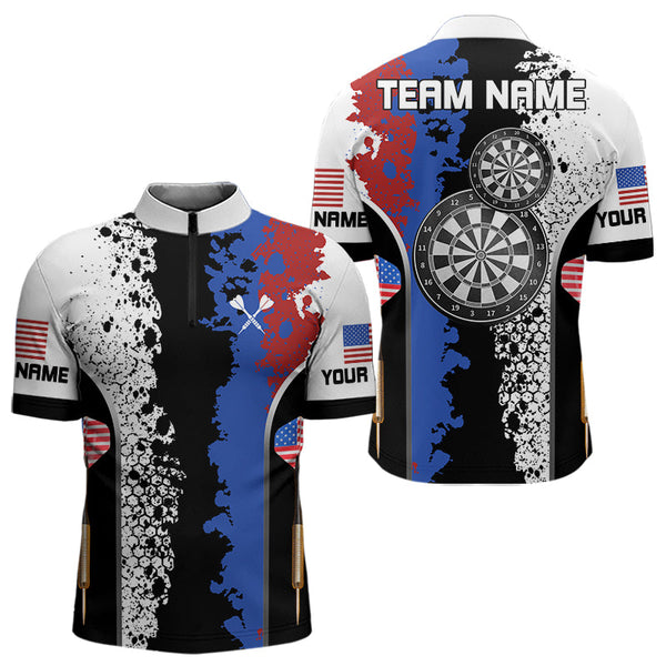 Custom Patriotic Dart Jerseys US Flag Dart Quarter-Zip Shirts For Men, Dart Team Uniform NYN0004