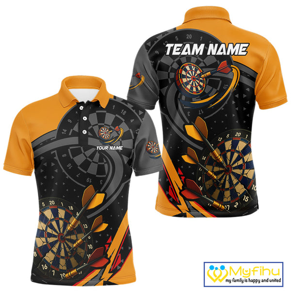 Custom Black And Yellow Dart Jerseys, Dart League Team Polo Shirt For Men NYN0602