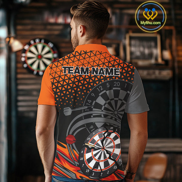 Custom Black And Orange Dart Jerseys, Dart Team Uniform Polo Shirts For Men NYN0338