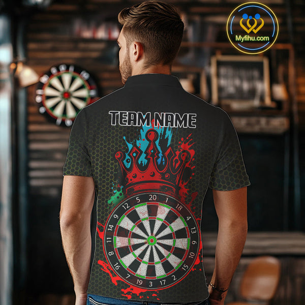 Custom Colorful Splatter Dartboard King Crown Dart Polo Shirt For Men NYN0608