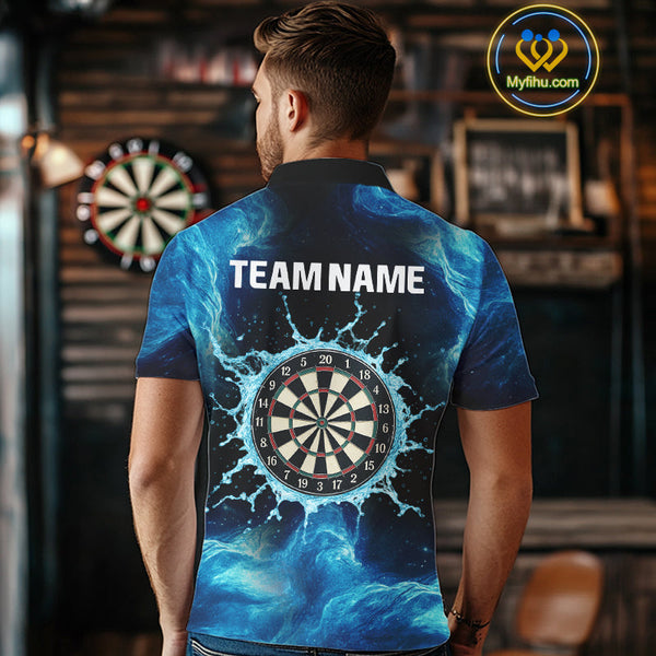 Custom Blue Water Dartboard Dart Team Men Polo Shirts, Dart Jerseys NYN0348