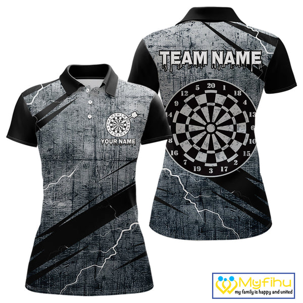 Custom Grunge Thunder Lightning Dart Team Women Polo Shirts, Dart Jerseys NYN0354