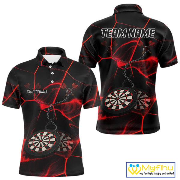 Custom Black And Red Dart Jerseys, Dart Team Polo Shirt For Men NYN0625