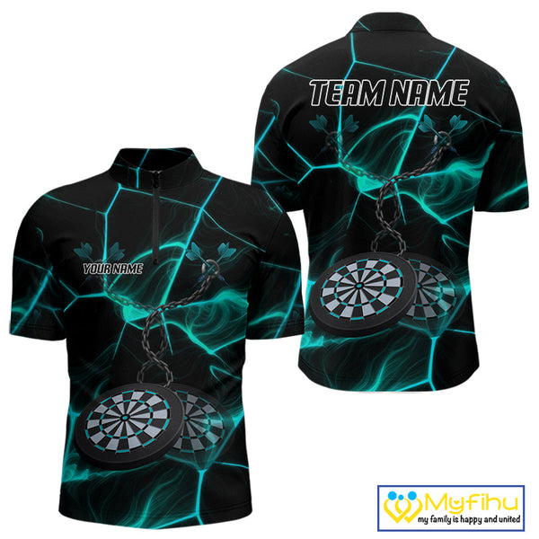 Custom Black And Blue Dart Jerseys, Dart Team Quarter-Zip Shirt For Men NYN0626