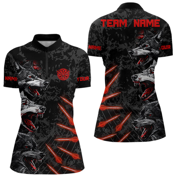 Custom Camouflage Wolf Darts Quarter-Zip Shirts For Women, Wolf Dart Team Shirt NYN0032
