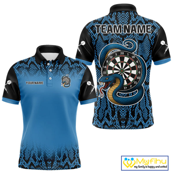 Custom Black And Blue Snake Dart Jerseys, Dart League Shirt Dart Men Polo Shirt NYN0372