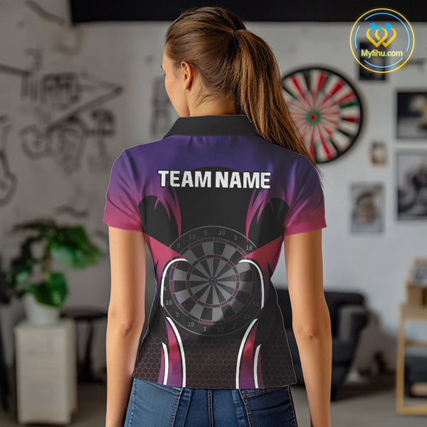 Custom Pink And Purple Dart Jerseys, Dart Women Polo Shirt Team Uniform NYN0384