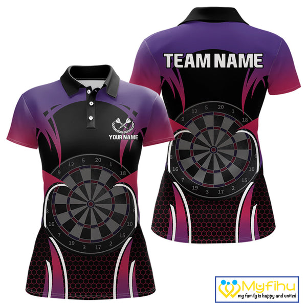 Custom Pink And Purple Dart Jerseys, Dart Women Polo Shirt Team Uniform NYN0384