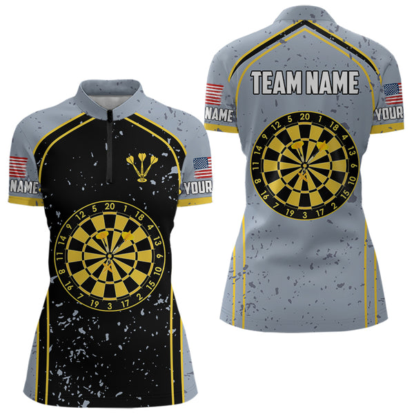 Custom Name Grunge Dart Team Quarter-Zip Shirts For Women, Vintage Dart Jerseys NYN0042