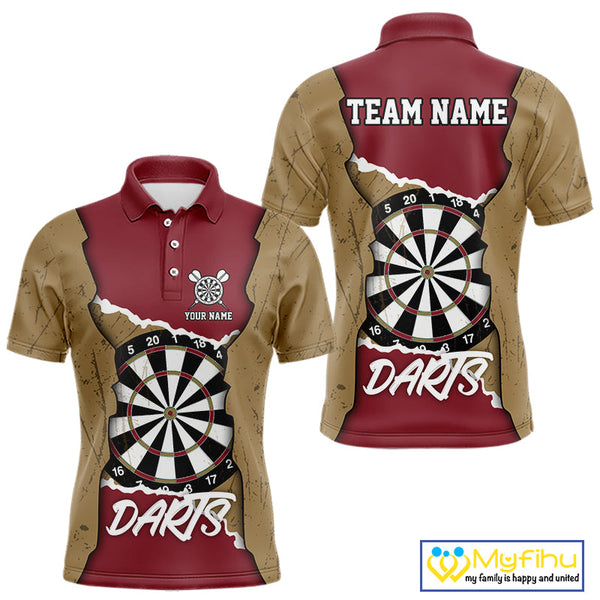Custom Team Name Dartboard Darts Polo Shirts For Men NYN0058