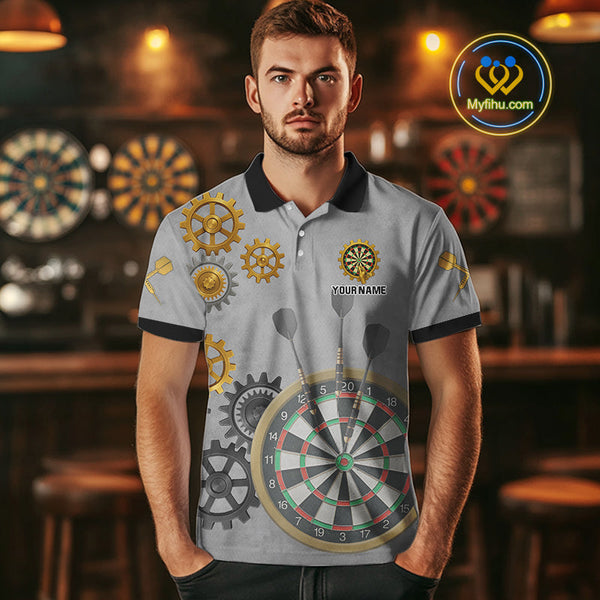 Custom Steam Punk Skull Dart Polo Shirt For Men, Halloween Dart Outfit NYN0401