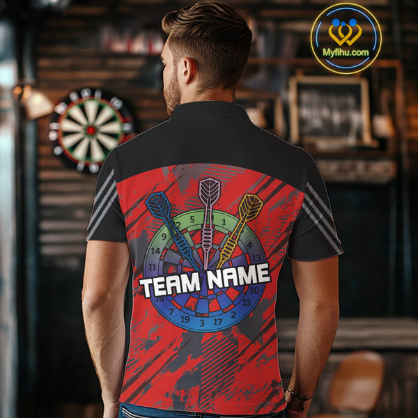 Custom Red Camo Dart Tournament Team Shirt, Dart Men Polo Shirts NYN0220